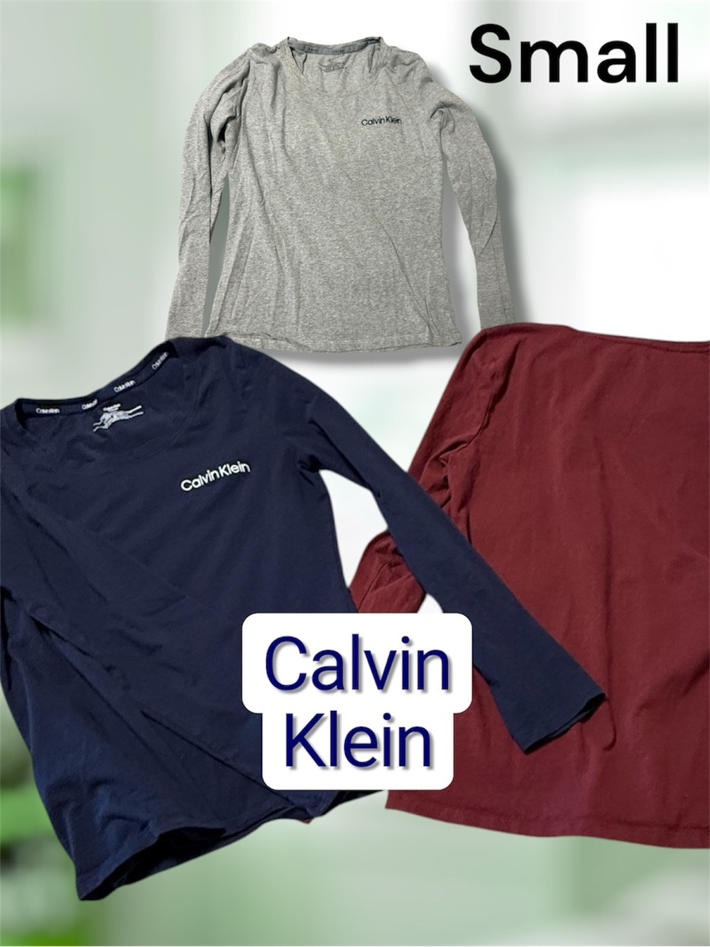 Calvin Klein Long Sleeve Trio - Gray, Navy, Burgundy